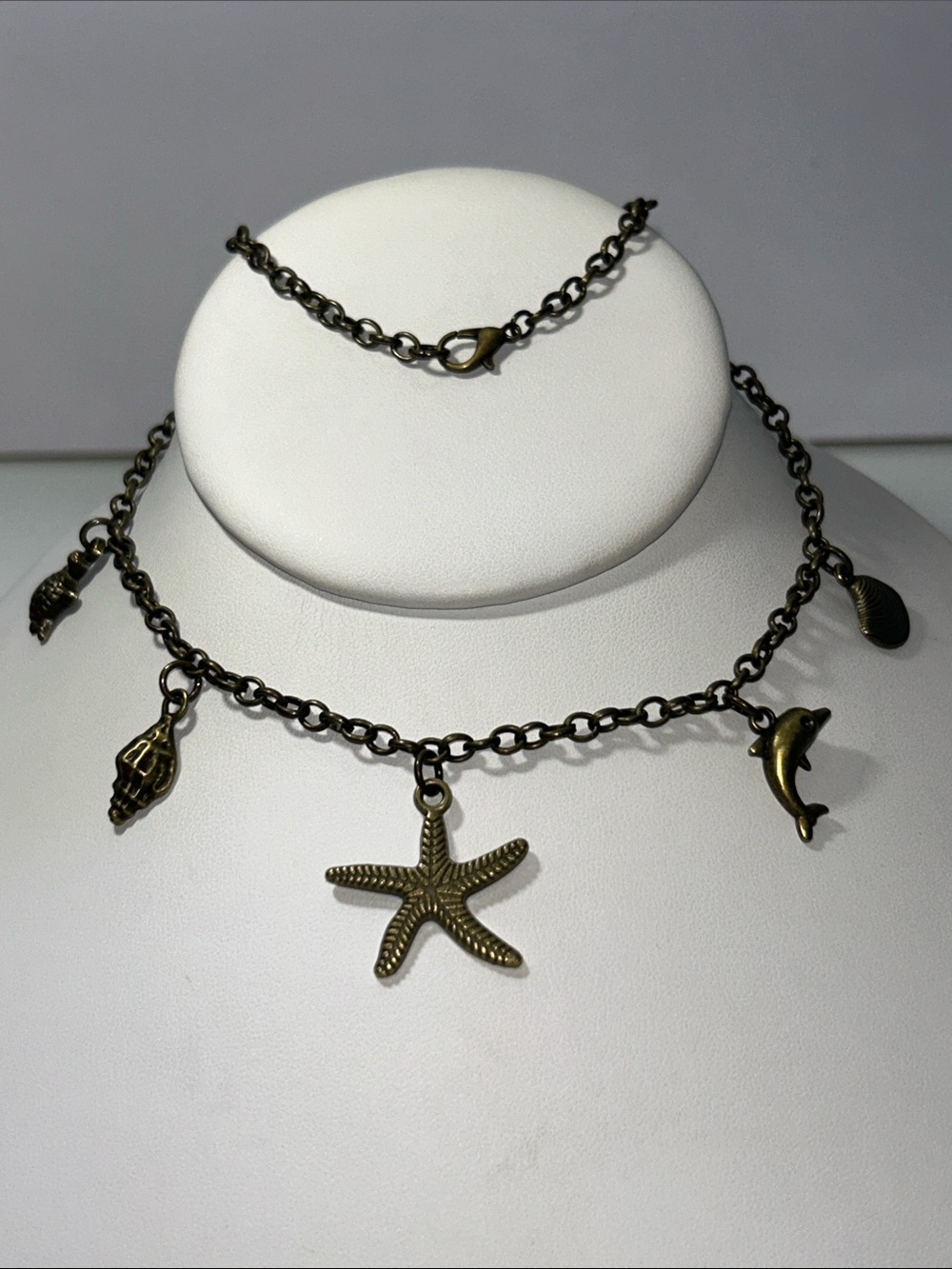New Artisan Handmade Bronze Beach Theme Five Charm 18” Necklace